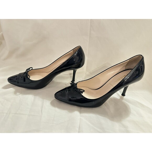 Auth Prada Black Patent Leather Heels Women’s Gorgeous Pumps Size 37.5-New - Picture 4 of 16